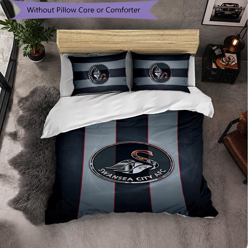 Biancheria da letto a tema Swansea City Set 3 Pezzi Copripiumino Biancheria da letto Decorativa Per Stanza Adolescenti Decorazione Casa