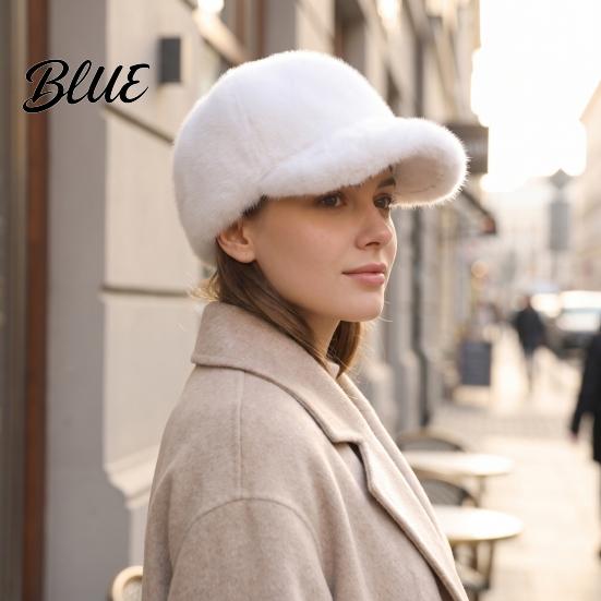 Solid Color Fuzzy Hat Plush Faux Fur Baseball Cap for Men Women, Fluffy Winter Warm Stretchy Cold Weather Accessories Cap, Adjustable Unisex
