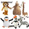 1pc 20-35cm 6 Styles Madagascar Plush Toy Stuffed Soft Animal Dolls Giraffe Hippo Lion Penguin Zebra Lemurs Figure Gift for Kids