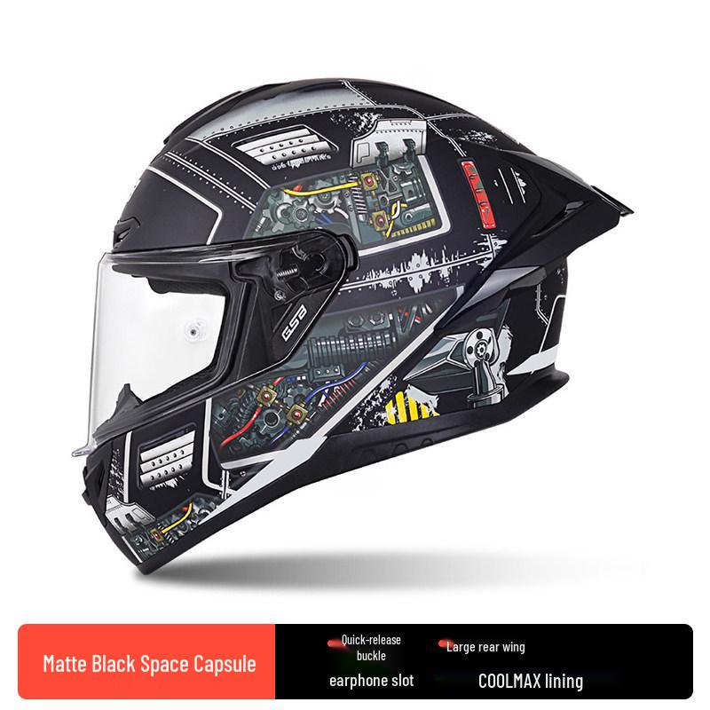 GSB Unisex Full-Face Motorcycle Helmet with Tail Wing - Large 361GT Cool Design