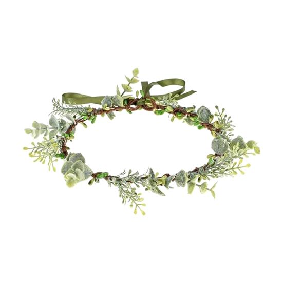 Bridal Flower Crown Fairy Style Flower Crown Artificial Flowers Eucalyptus Leaf Chaplet Head Wreath for Weddings Beach Vacation Photo Props