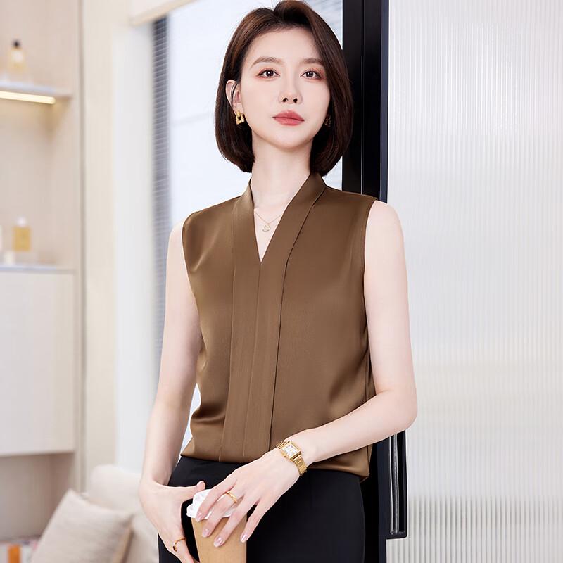 Women's Elegant V-neck Sleeveless Chiffon Blouse