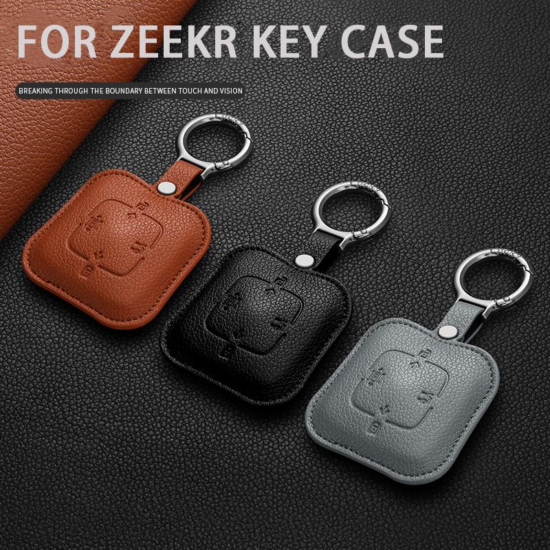 Leather Car Remote Key Case For ZEEKR X MIX 007GT 7X 9X 007 009 001 FR Anti-Scratch Durable Auto Key Protector Shell Accessories