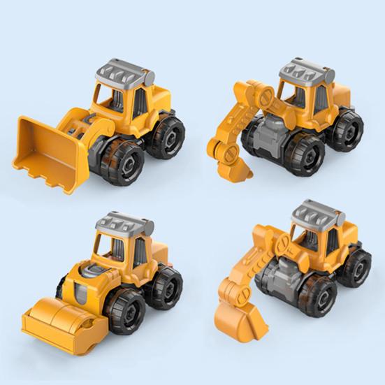 4Pcs/Set Engineering Vehicle Toy with Screwdriver Realistic Educational Detachable Assembly Construction Truck Kit for Children