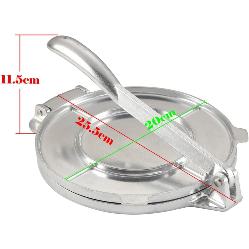 Pressa per Tortillas da 8 Pollici Fabbricatore di Tortillas Alluminio per Uso Alimentare Pressa per Impasto Tortillas per Tortillas di Farina Croste di Torta per Cucina di Casa (Argento)