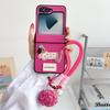 Cartoon PU Leather Phone Case for Samsung Galaxy Z Flip 6 5 4 3 Flip6 Flip5 Flip4 Flip3 5G Wrist Strap Hinge Protective Cover