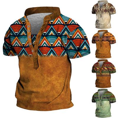 European And American Men's Vintage Top Digital Printing Short Sleeve Tops