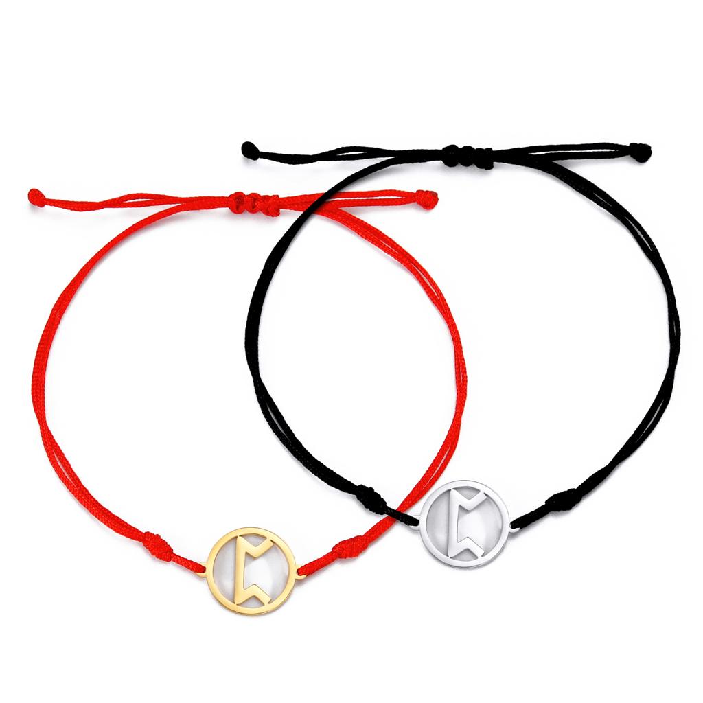 Dawapara Norse Runes Bracelet Elder Futhark Rune Charm Adjustable Rope Bracelet Stainless Steel Viking Jewelry