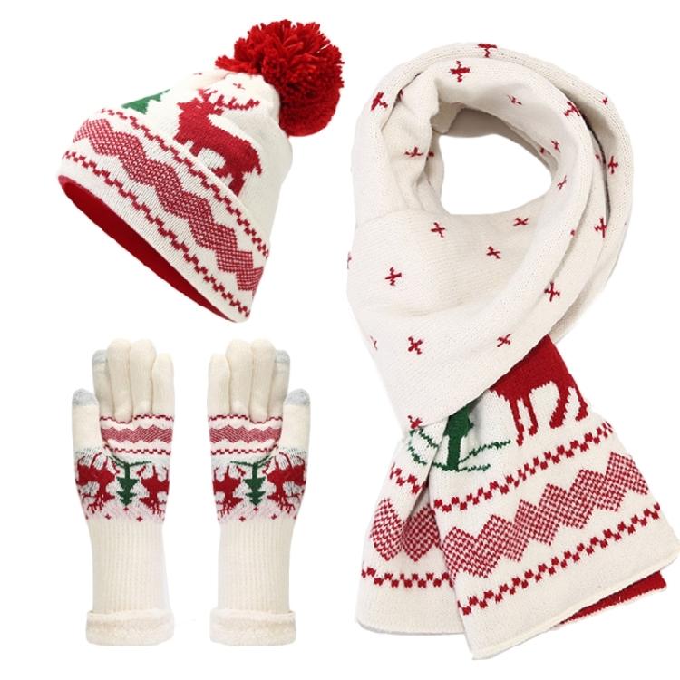 Trendy Red Hat Scarf Gloves Set for Christmas Celebrations Christmas Gifts