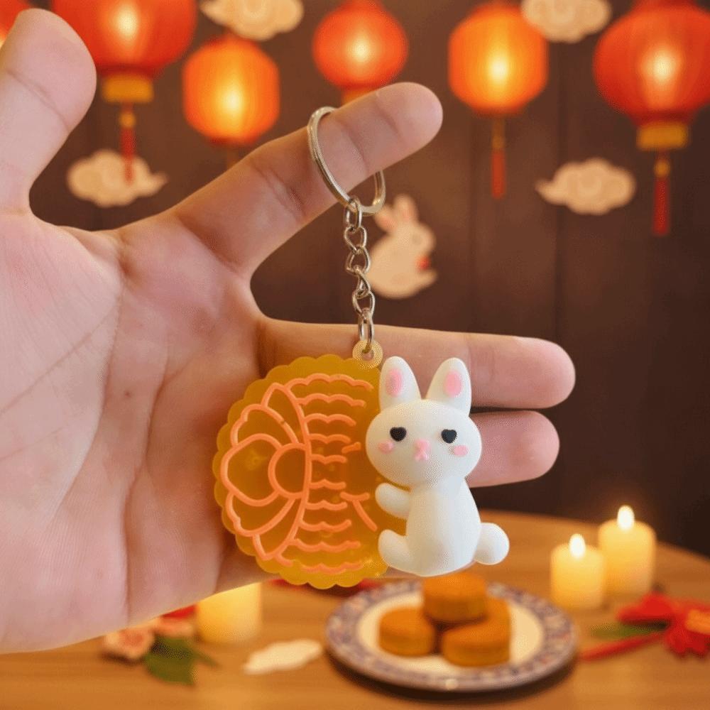 Portable Mooncake Little Rabbit Keychain Creative Mini Mooncake Rabbit Keychain Party Favors