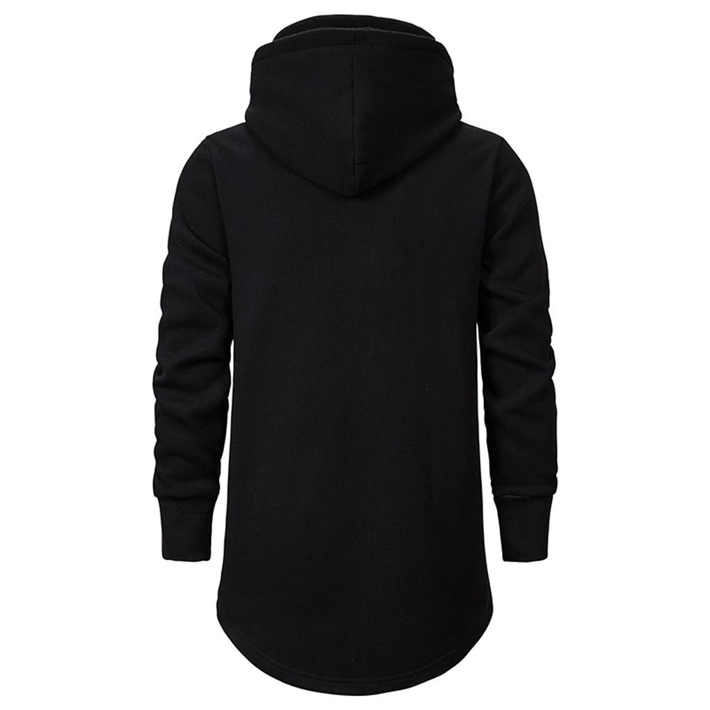 Men's  And Winter Trend Solid Color Dark Long Hooded Loose Sweater