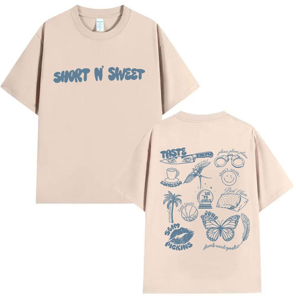 Sabrina Carpenter Short N'Sweet Album 2025 Summer Men's  Women's Casual Fashion Soft Comfortable Pure Cotton T-shirt