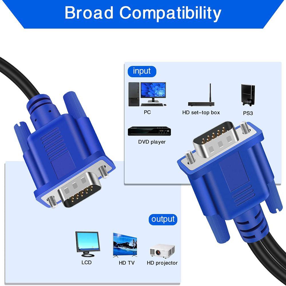 Full HD 1080P 1 Male To 2 Male VGA Splitter Cable Dual Monitor Y Adapter Video Cord