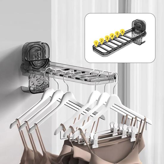 Adjustable Height Coat Hanger Strong Adsorption 5kg Load Garment Hanger Suction Cup Hook Hanger Holds 6 Clothes