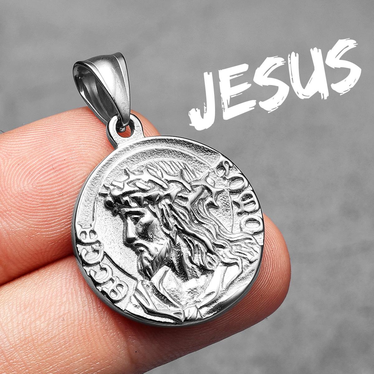 

Jesus Simple Amulets Stainless Steel Men Necklaces Pendant Chain Punk for Women Fashion Jewelry Gifts Wholesale Dropshiping