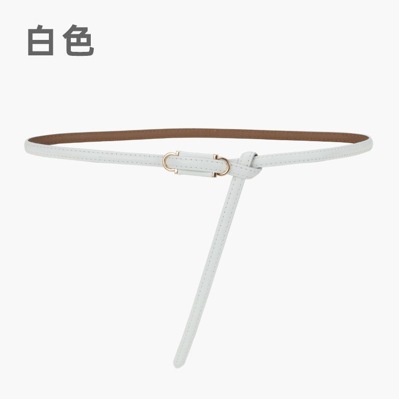 Four Seasons Available New Women'S Leather Thin Belt With No Hole Design Decorative Belt Waist Cover Dress Versatile Two Layer Leather Women'S Belt