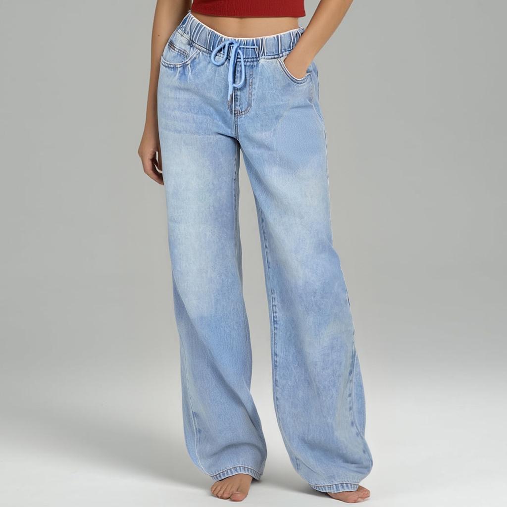 Damenhose Große Größe Stretch Jeans Lose Halbelastische Hose