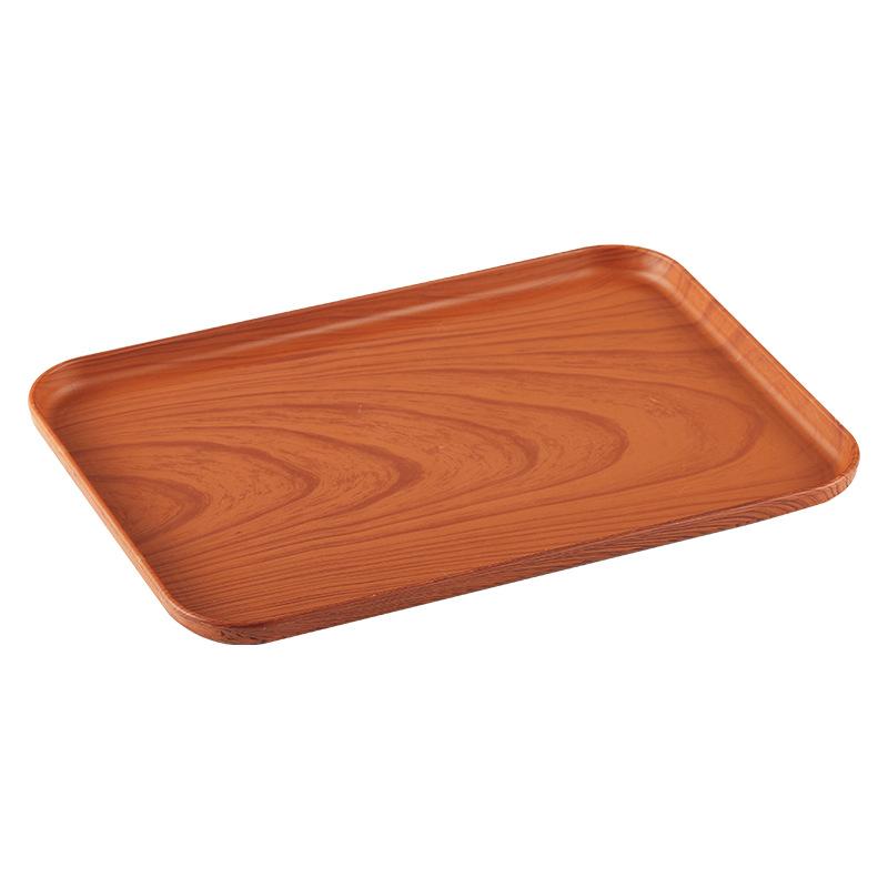 PP Plastic Tray Coffee Food Cup Trays Decorative Wood Grain Rectangular for Storage Dish Dessert Candy Tea Kitchen Supplies