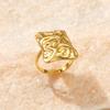 Golden Plated Irregular Textured Open Adjustable Ring for Women Abstract Art Statement Jewelry Gift