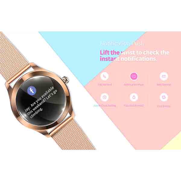 IP68 Waterproof Smart Watch Women Lovely Bracelet Heart Rate Monitor Sleep Monitoring Smartwatch Connect IOS Android KW10 Band
