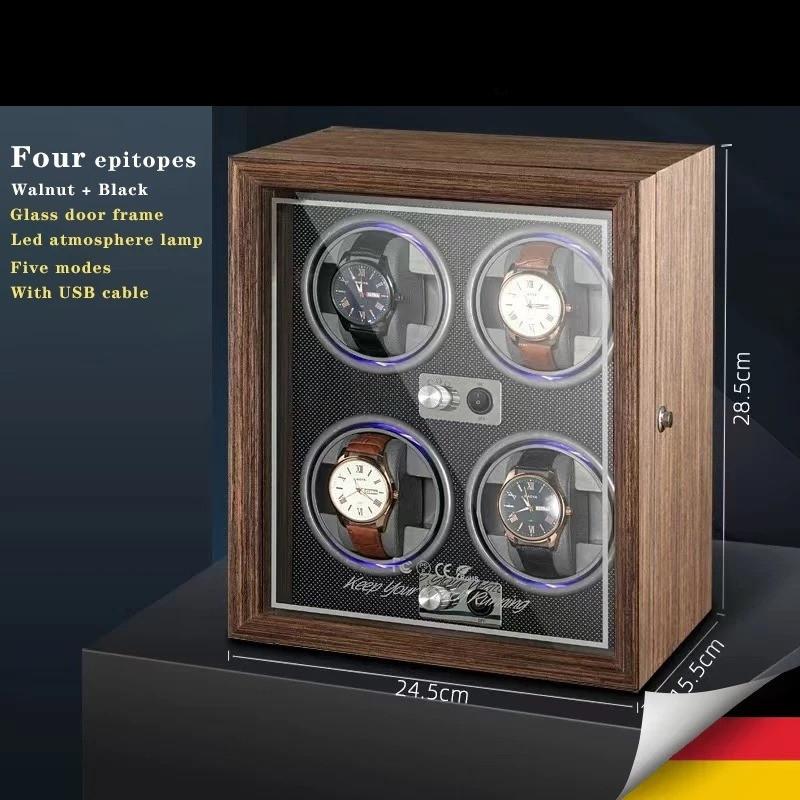 Automatický navíječ hodinek Box pro 1 2 4 sloty Dřevěná krabička na hodinky s osvětlením Dřevěná krabička na hodinky