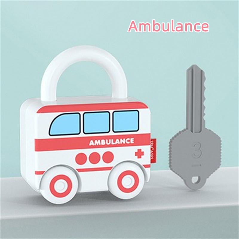 Children Educational Toys Kids Learning Lock with Keys Car Numbers Matching & Counting Montessori Math Teaching Lock-Picking Toy