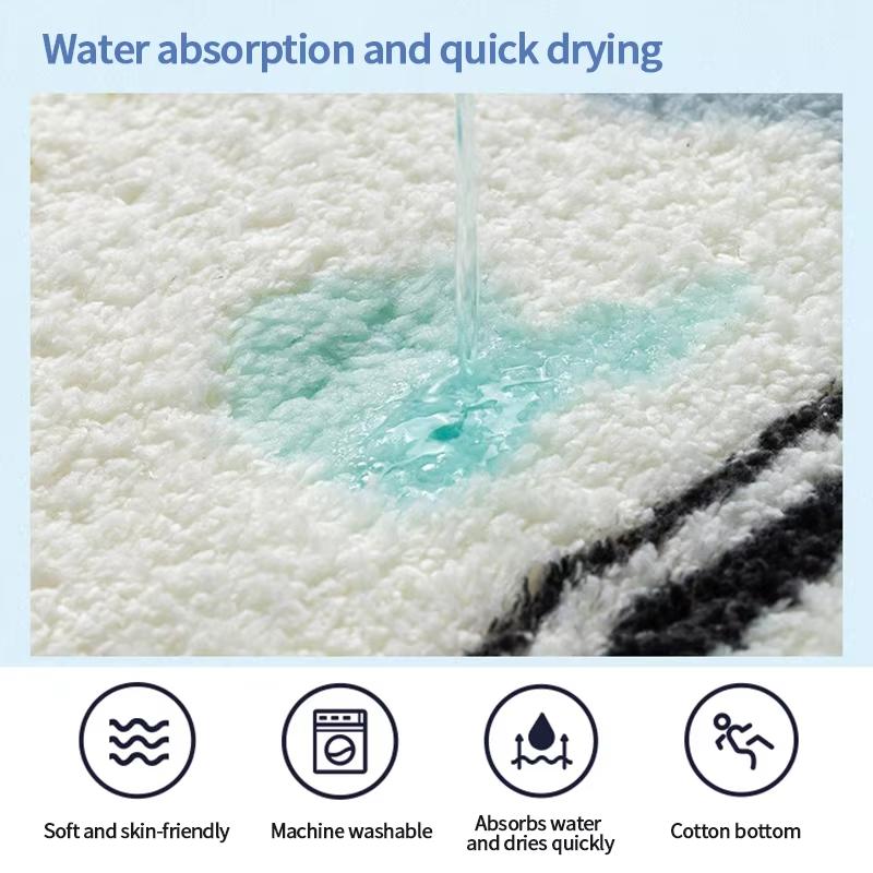 Cute Cartoon Cat Fish Shape Soft Plush Rug Non Slip Absorbent Floor Mat for Kids Bedroom Home Gift