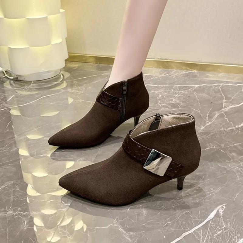 Téli Új Női Stiletto Magassarkú Csúcsos Rövid Csizma Őszi Koreai Bokacsizma Népszerű Nőknek