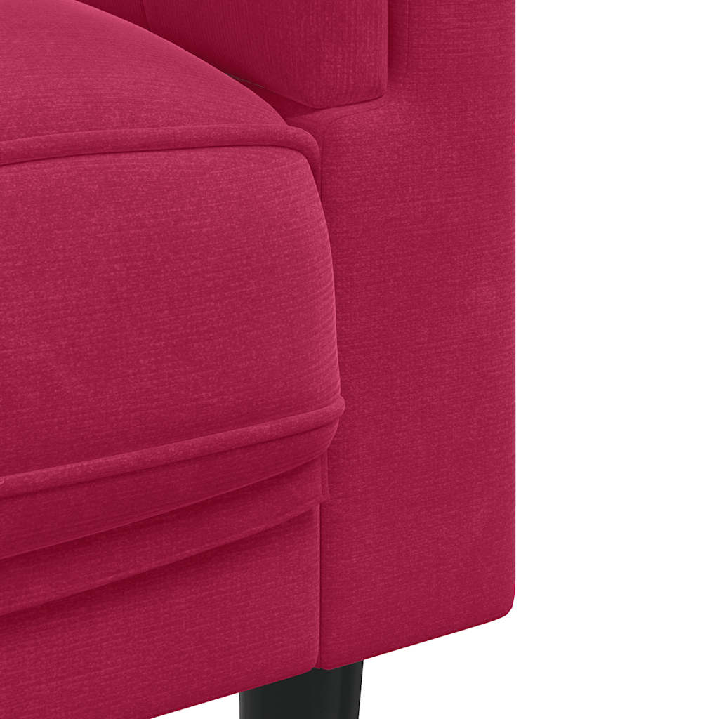 Vidaxl Sofa 3-Osobowa Z Poduszkami, Winna Czerwień, Aksamit