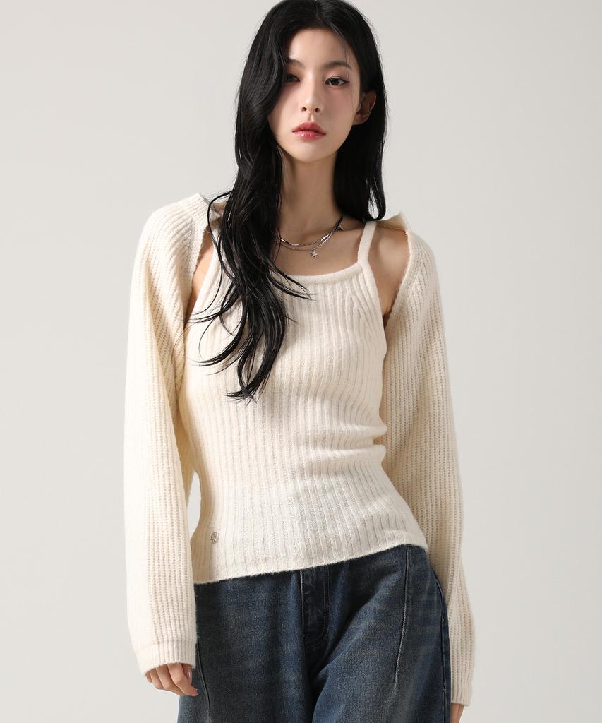 Avandress Adel Bolero Cardigan Knit Set Black