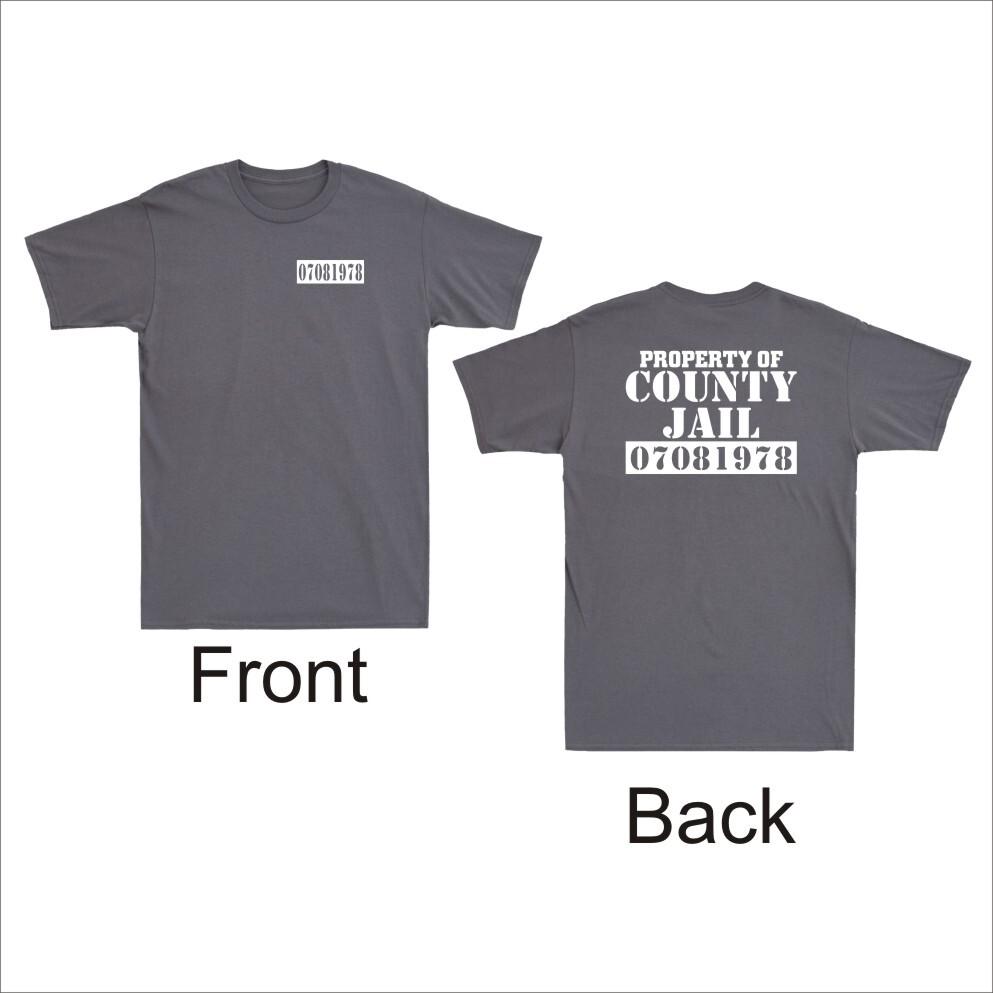 Property Of The County Jail Prison Funny Orange Front  Back Print Unisexs Tshirt