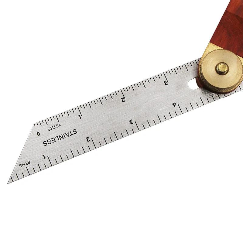 9Inch Adjustable Angle Rulers Gauges Tri Square Sliding T-Bevel with Wooden Handle Ruler Gauge Protractors Carpentry Tools