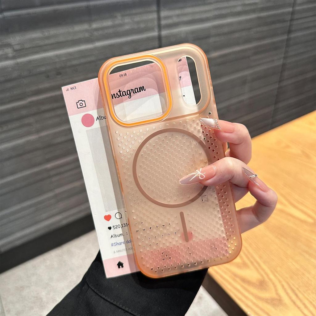 iPhone 17 Pro Max/16 Magnetic Honeycomb Cooling Case with Two-Color Ring