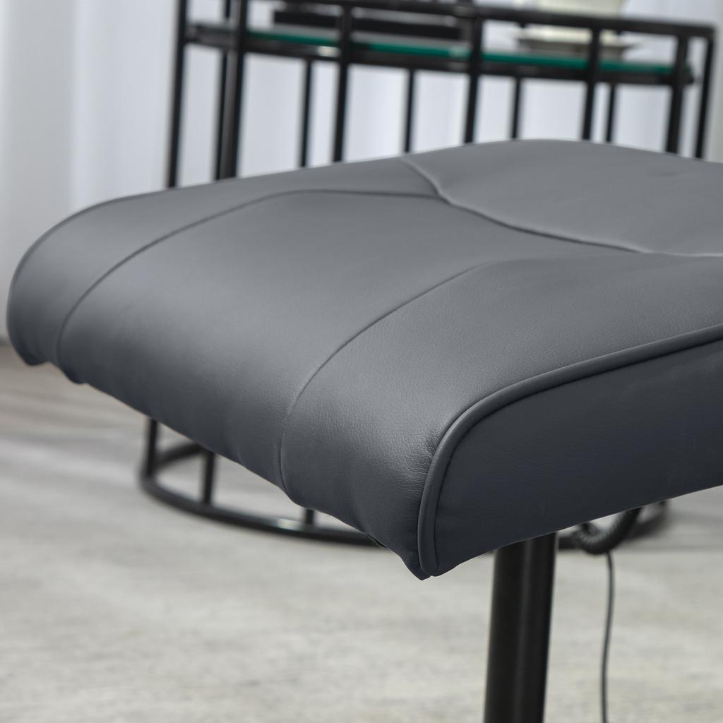 Massage Chair with Footstool, Ergonomic Chair with 10 Vibration Points, Faux Leather, 76 X 81 X 105 Cm, Dark Grey