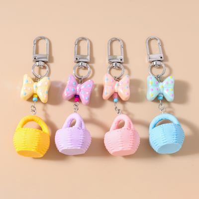 Mooie 3D Simulatie Mand Sleutelhanger Strik Sleutelhanger voor Vrouwen Meisjes Handtas Bedels DIY Sleutelhanger Sieraden Cadeaus