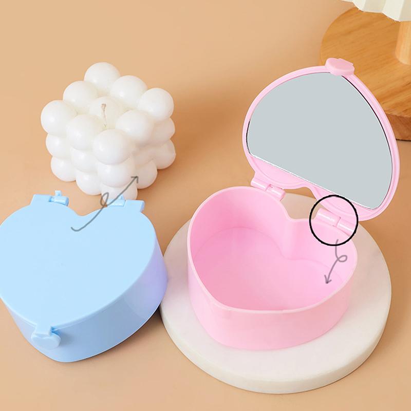 Scatola Portagioie a Forma di Cuore Rosa Scatola Porta Gioielli Cuore da Ragazza Organizer da Scrivania Studente Dormitorio Love Specchio Doppio Organizer per Trucco