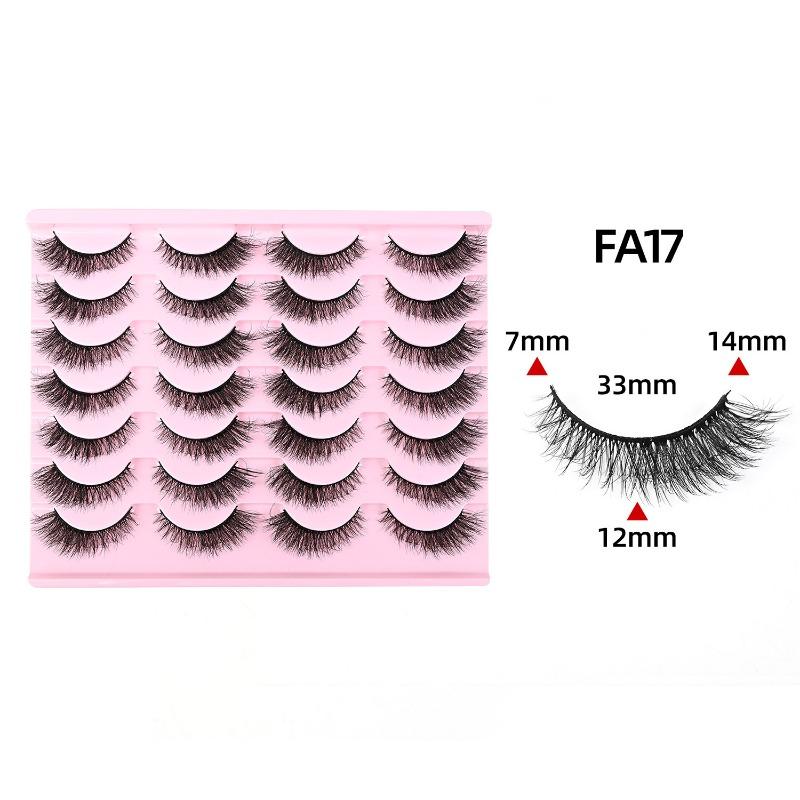 Cross-border European and American Style Flared Lashes, 14 Pairs of Thick, Curled, Naturally Three-dimensional One-piece Lashes