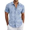 Men's Vintage Button Down Bowling Shirts Shhort Sleeve Summer Beach Shirt
