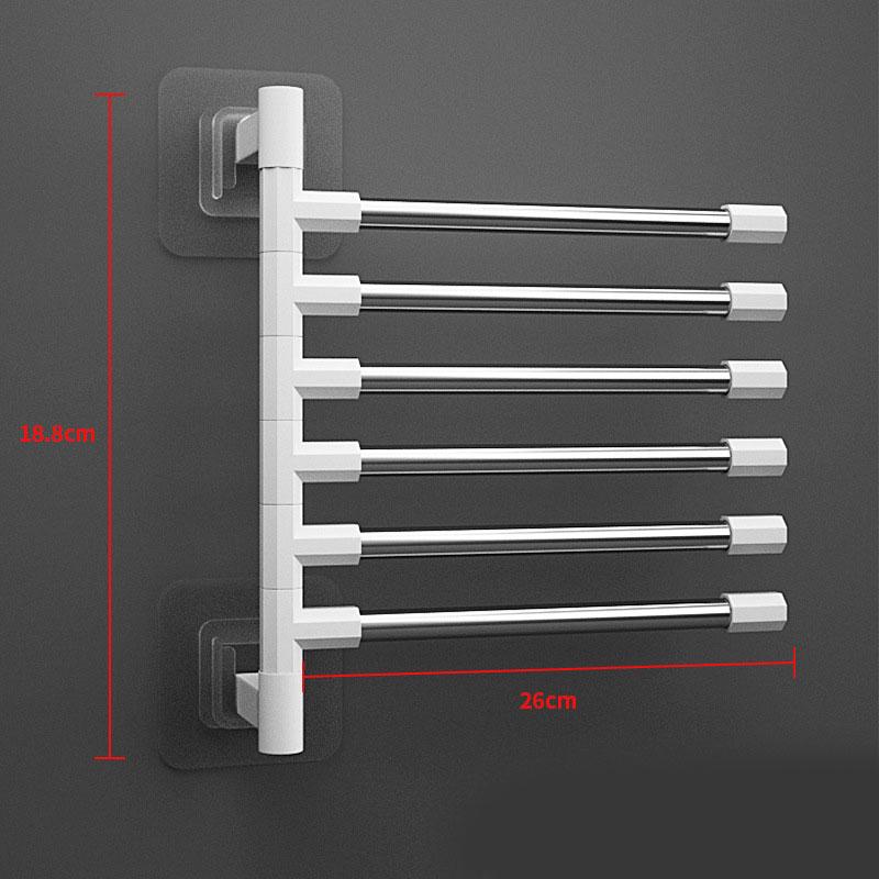 

4-Arms Swivel Towel Bars Rotatable Towel Rack Hanger WithWall Mounted Storage Rack With Hooks Bathroom Swing Shower Towel Shelf
