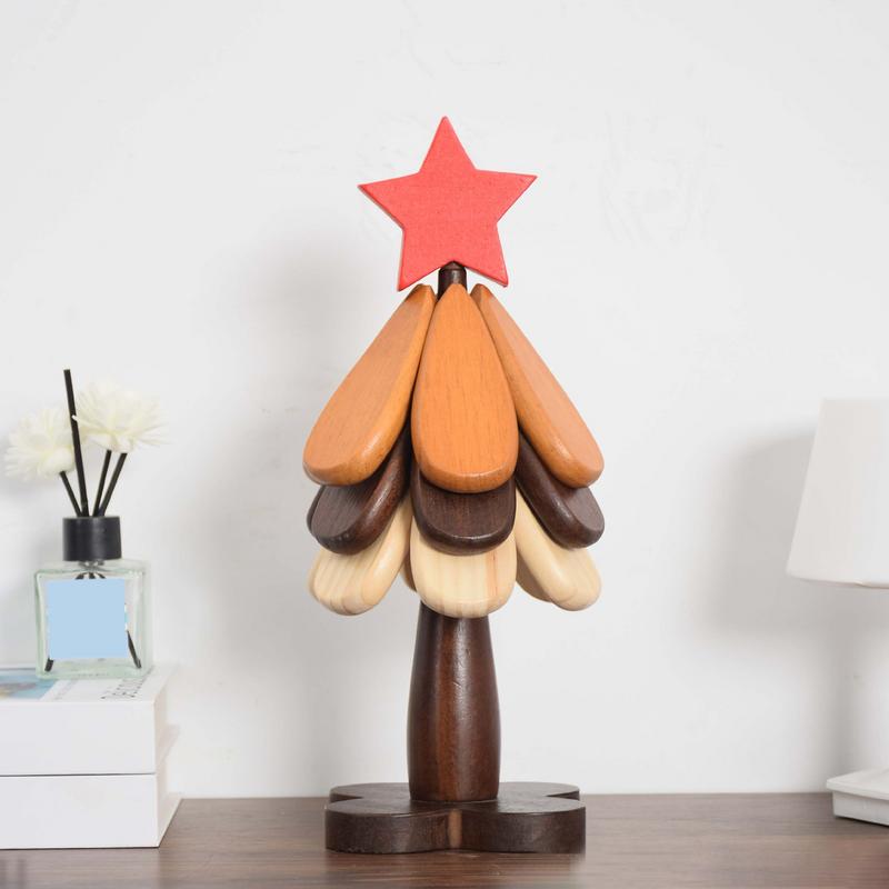 Wooden Tree Trivet Set Christmas Trivet Table Mat With Flower Base Anti Scald Kitchen Wooden Trivet Natural Foldable Wood Tree