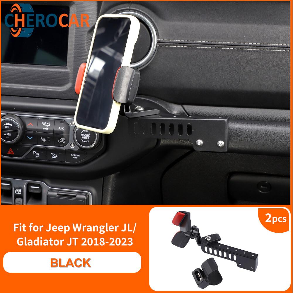 Passenger Side Handle Phone Holder Mount Stand for 18+ Jeep Wrangler JL JT Black