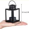 Wind-proof Lantern Candle Stand Black Outdoor Tea Light Iron Wind Lamp  Festival Gift