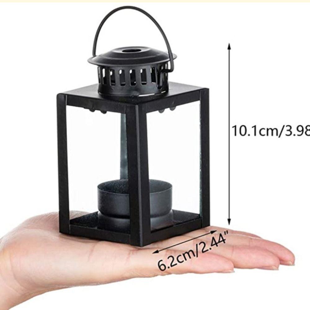 Wind-proof Lantern Candle Stand Black Outdoor Tea Light Iron Wind Lamp  Festival Gift