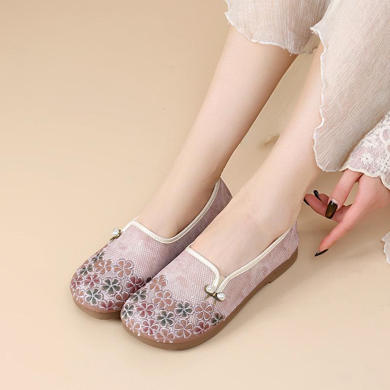 Middle-aged and Elderly Women's Summer Round-toe Soft-soled Comfortable Lightweight Single Shoes Fashionable Versatile, Non-slip and Wear-resistant