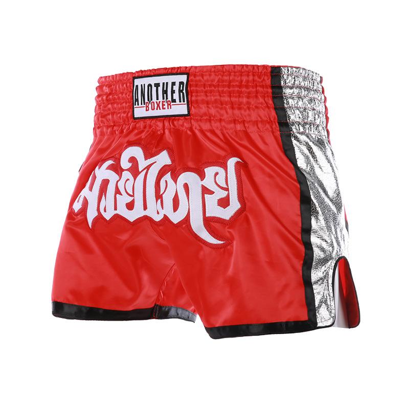 Muay Thai shorts high whip leg boxing pants side shiny leather craft martial arts team uniform cross-border Muay Thai training