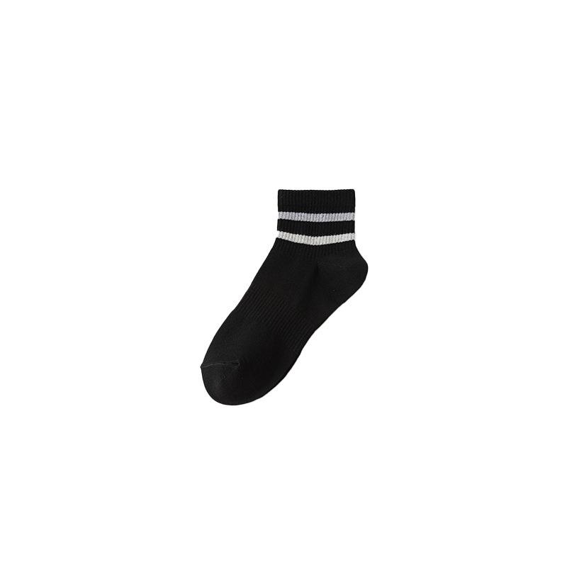 Female Spring and Autumn Striped Sweat Absorbent Breathable Boneless Sports In Tube Cotton Socks