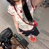 Korean version contrasting color sausage puppy printed short-sleeved T-shirt women's summer new fashion foreign style age-reducing thin top tide