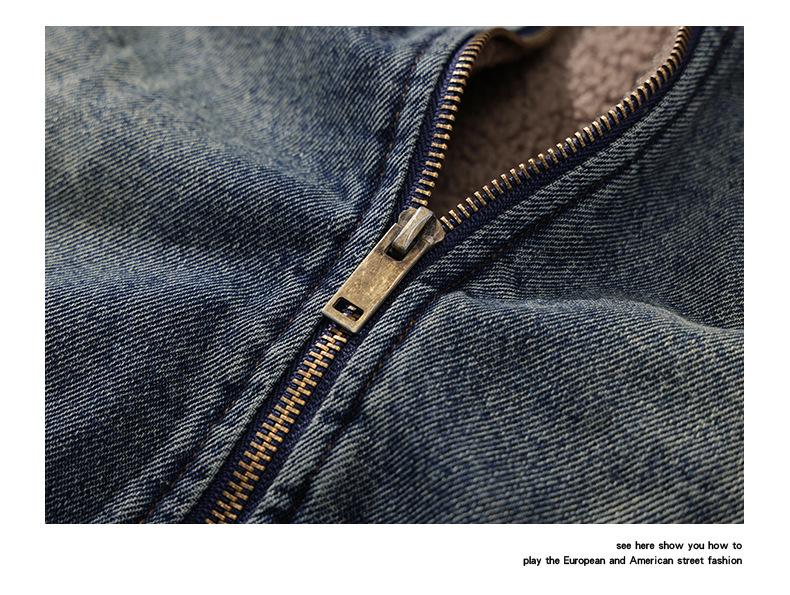 Men's Retro Maillard Lambswool-Lined Winter Denim Workwear Jacket