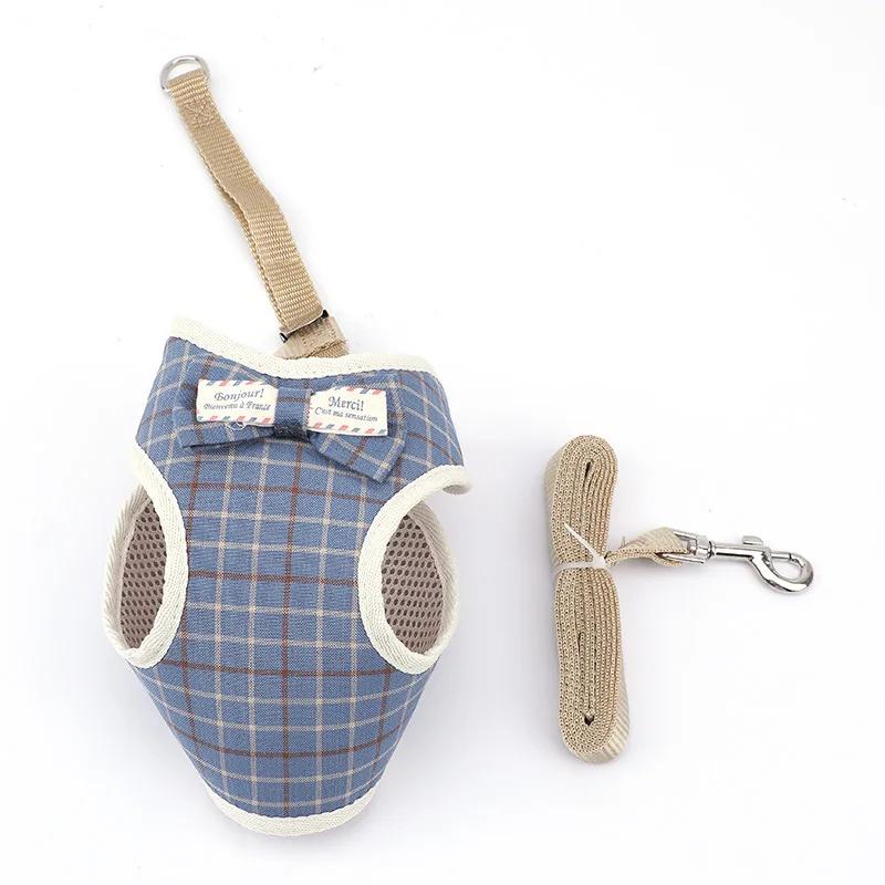 Bowknot Cat Harness And Leash Set Adjustable Puppy Harness Cat Lead Leash Clothes Vest Nylon Mesh Kitten Collar Cat Accessories