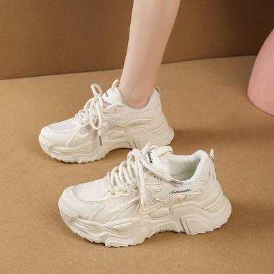 College Style Thick-soled Lace-up Dad Shoes Women's Autumn New Mesh Running Shoes Student Versatile Sports Shoes